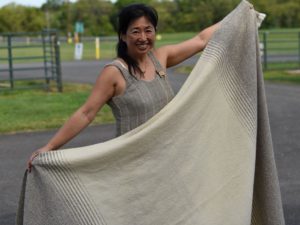 Anne with NJ Fibershed Blanket at GSSB