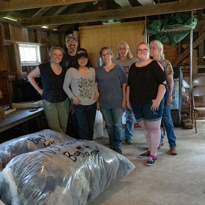 NJ Fibersged Blanket Project Members with 400 punds of wool